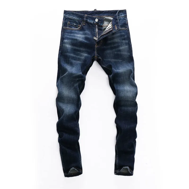 Italian Style Fashion Men Jeans High Quality Retro Blue Elastic Slim Fit Vintage Jeans Men Designer Denim Brand Pants Hombre