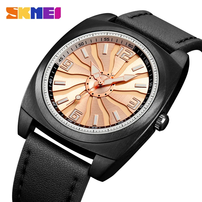 

SKMEI водонепроницаемые наручные часы модные мужские часы 2023 Топ бренд класса люкс Натуральная кожа ремешок кварцевые часы мужские reloj hombre