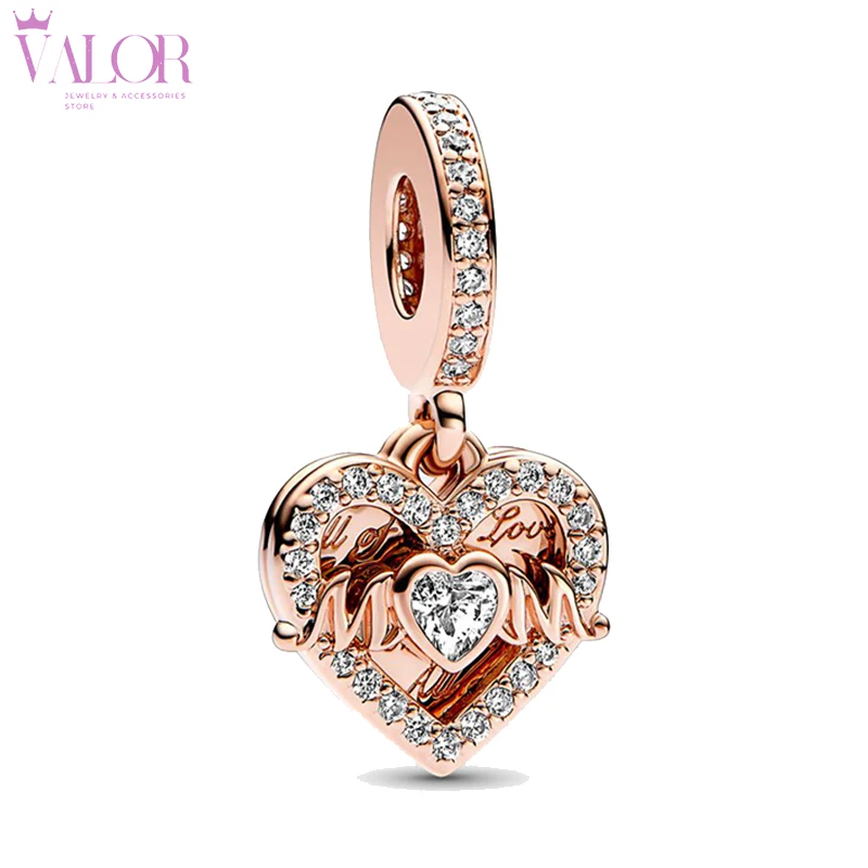 

New In S925 Silver Pendant For Women Mom Warm Romantic Maternal Love Diamond Heart Charm Mother's Day Gift To Wear