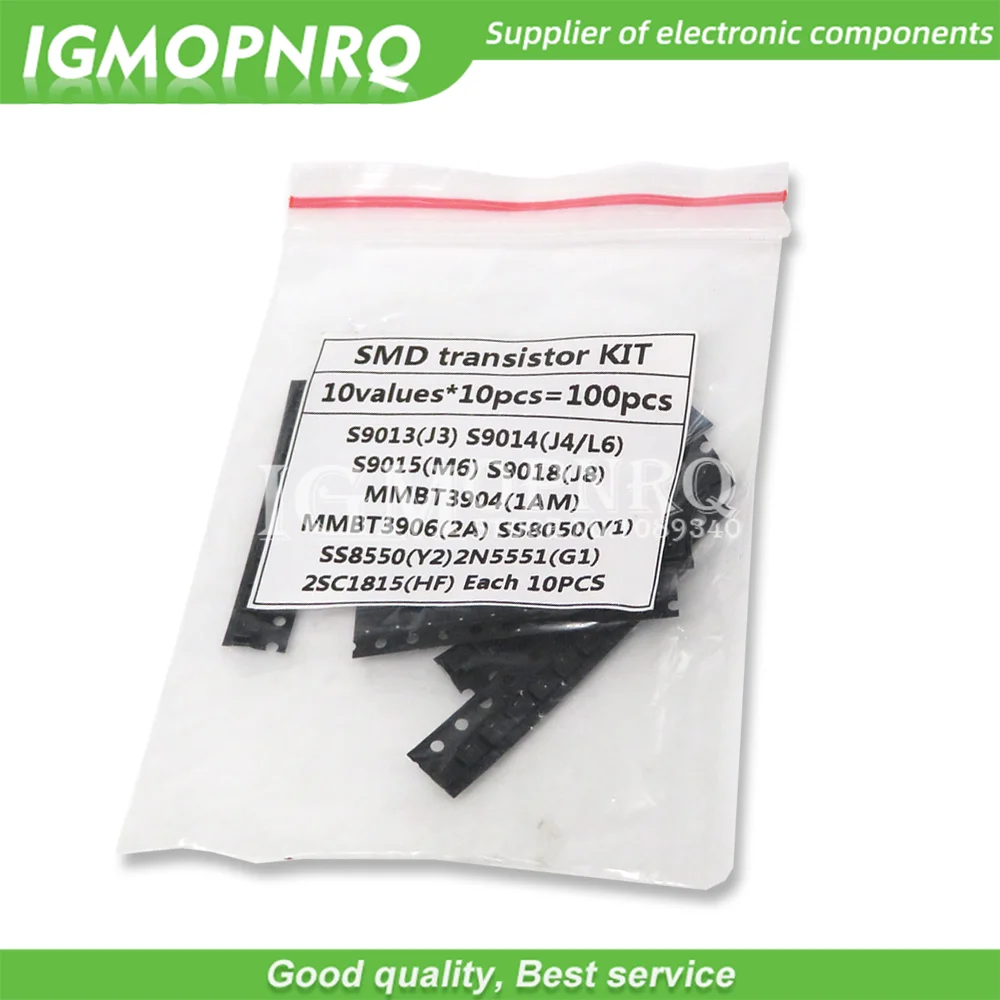 

10kinds X10pcs=100pcs SOT-23 SMD transistor KIT S9013 S9014 S9015 S9018 MMBT3904 MMBT3906 SS8050 SS8550 2N5551 2SC1815