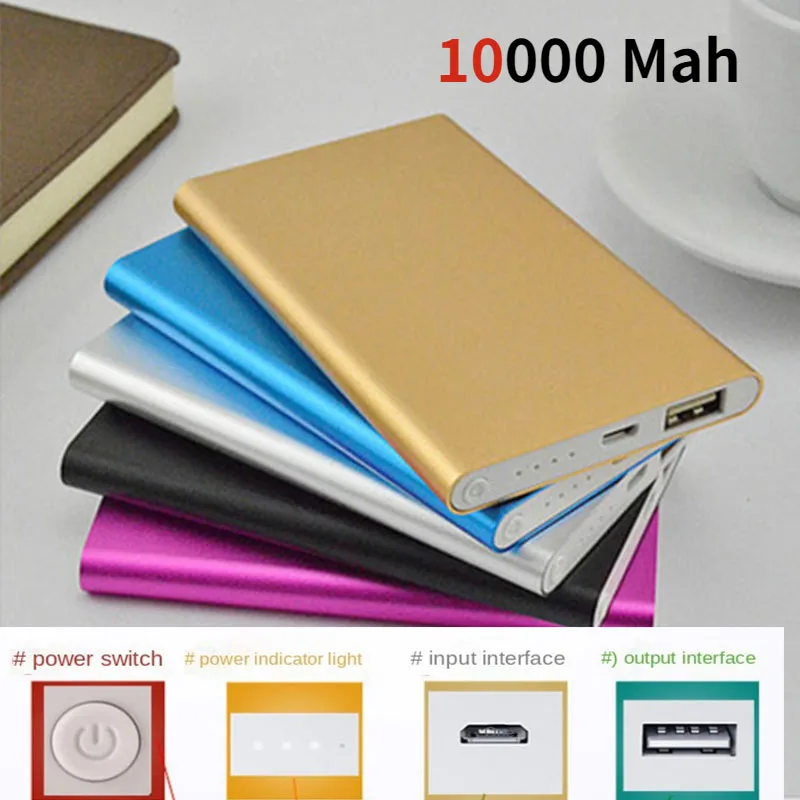 

Портативный внешний аккумулятор из сплава на 10000 мА · ч, Ультратонкий внешний аккумулятор на 5 В, 2 а для IPhone 14, 13, 12 Pro Max, XiaomiI