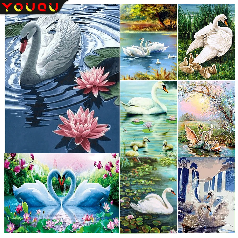 

YOUQU Small Size Diamond Painting Animal "Swan” Diamond Embroidery DIY Mosaic Picture Beautiful Home Decoration Gift
