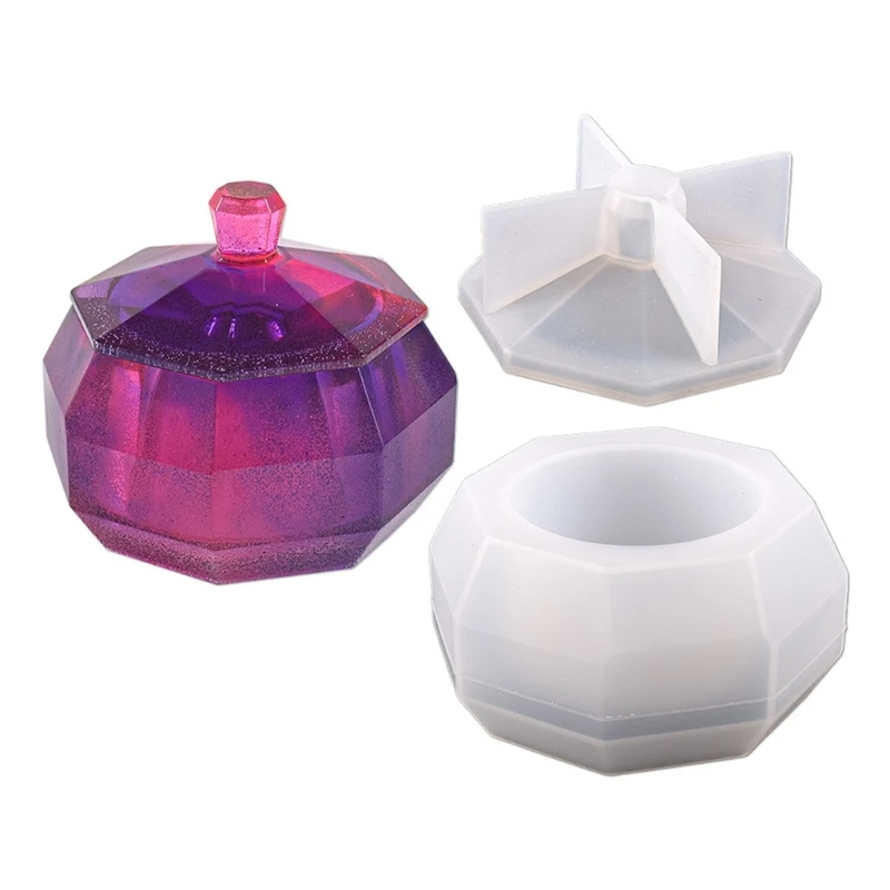 

2-Piece Silicone Mold for Octagonal Storage Box Sealed Jar Mold Storage Bottle