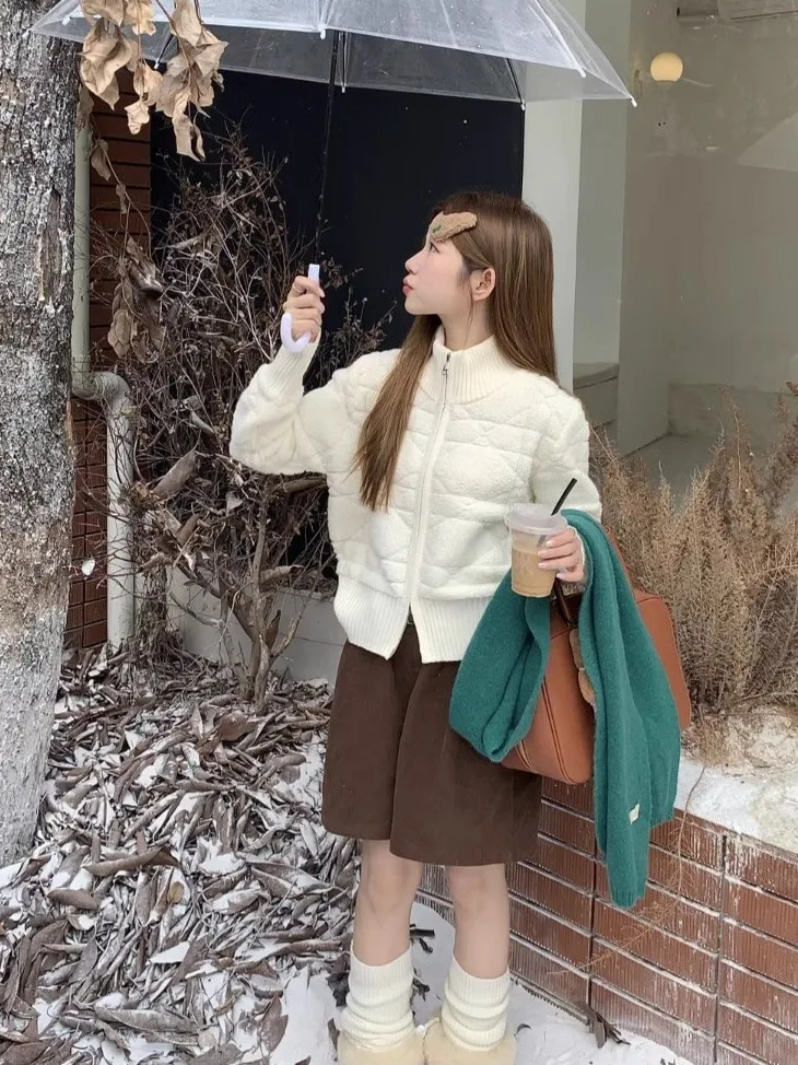 Gaganight женский короткий свободный свитер с воротником-стойкой длинным рукавом