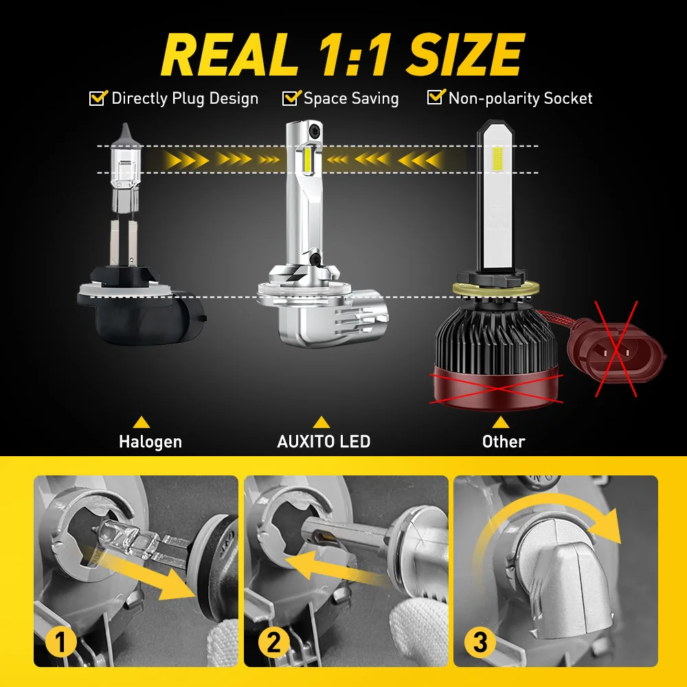 AUXITO 2 шт. H27W/2 лампочки 880 H27W/1 H27 881 лампы для ...