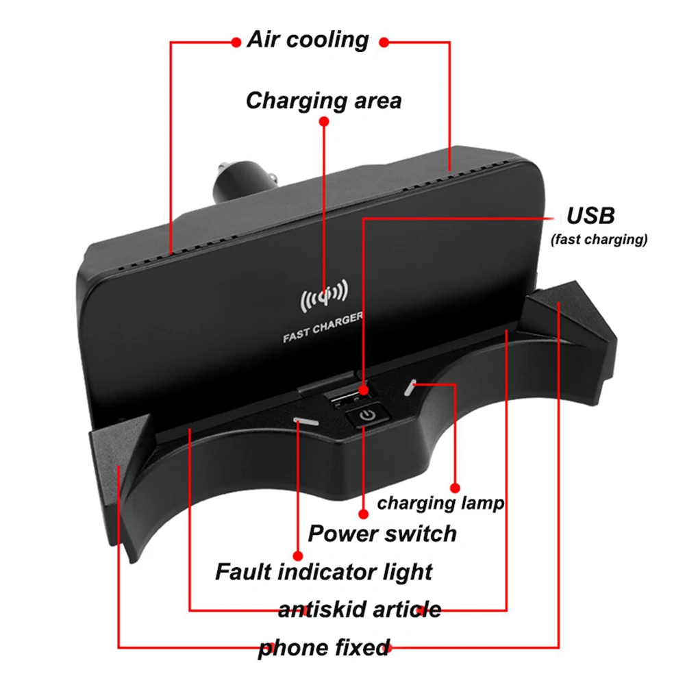 ZJCGO 15W Car QI Mobile Phone Fast Charging Wireless Charger for BMW X1 F48 2015 2016 2017 2018 2019 images - 6