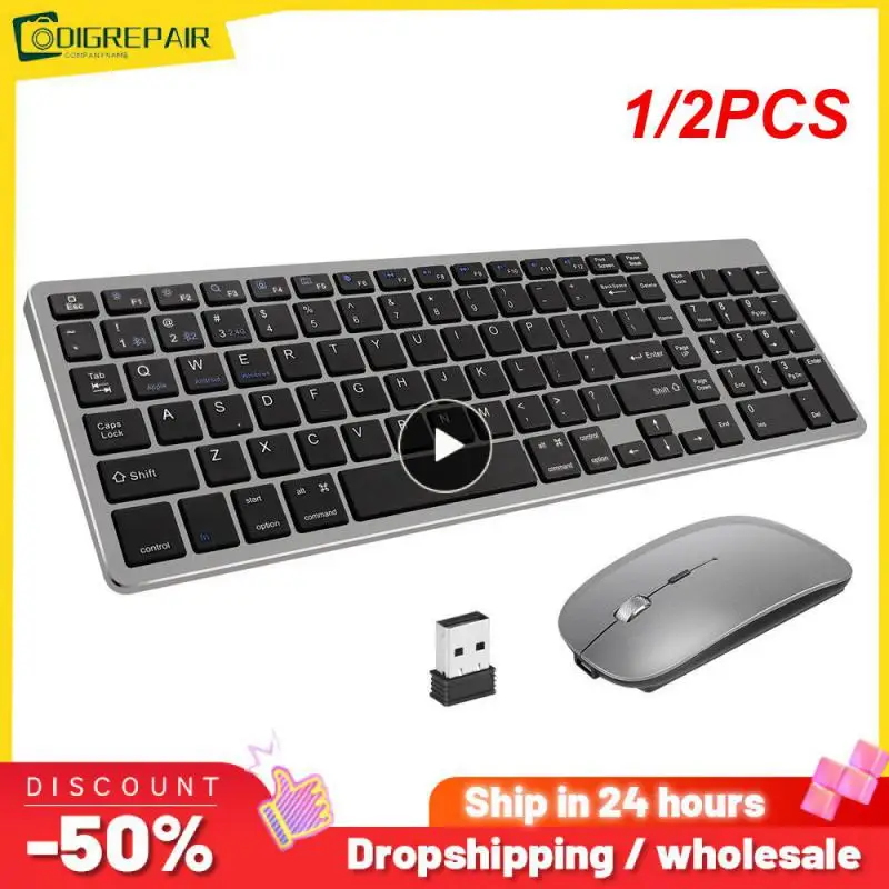 

1/2PCS Wireless Keyboard and Mouse Combo 2.4G USB Silent Backlit Keyboard and Mouse Rechargeable Full-Size Slim Keyboard & Mouse