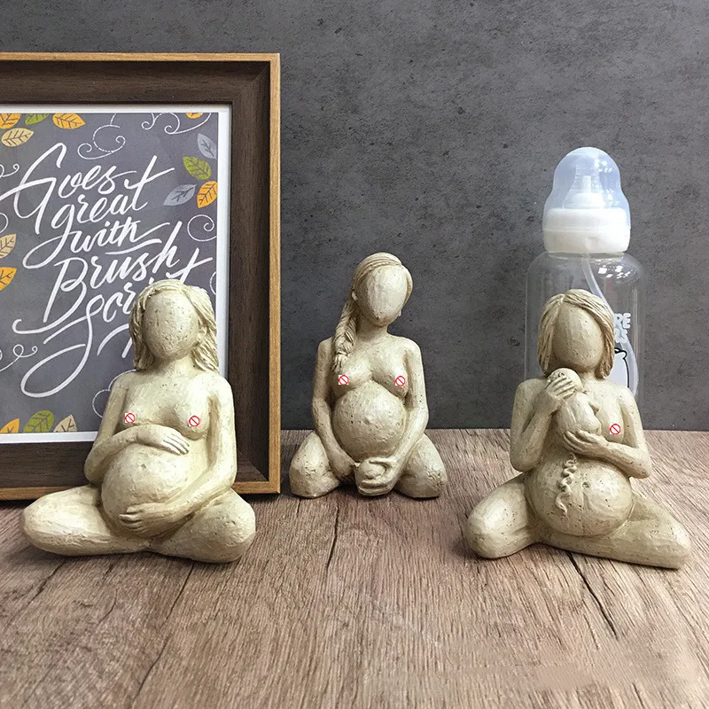 

Resin Simulation Clay Sculpture Pregnancy Process Pregnant Woman Baby Human Sculpture Naked Women Resin Crafts Ornaments