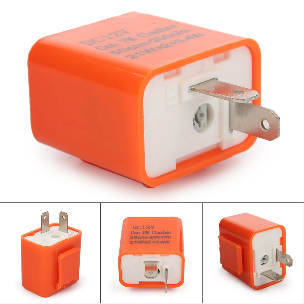 

Orange Adjustable Motorcycle LED Flasher Relay Turn Signal Indicator Flash 2 Pin 12V Universal