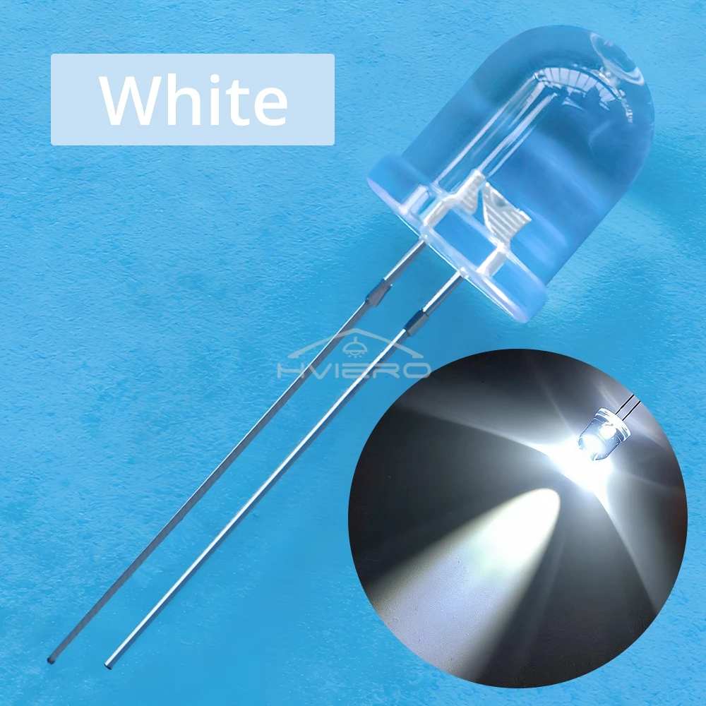 

50шт 10мм Круглая вершина Ультра яркий Супер яркий светодиодный белый Красный Зеленый Синий желтый УФ розовый оранжевый Свет лампы