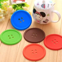 5pcsset creative household supplies round silicone mat coasters cute button coasters cup mat 46