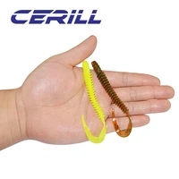 cerill 5 pcs 105mm 3 2g shiner worm silicone long volume tail soft fishing lure screw bait jig wobblers bass pike fishing tackle