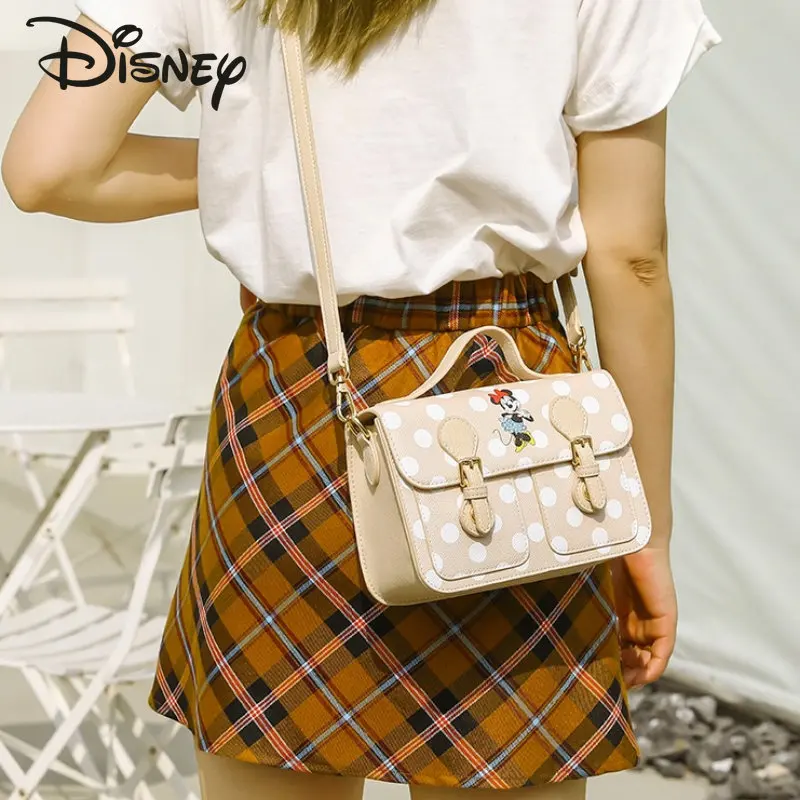 Disney Minnie Original New Women's Handbag Fashion Advanced Crossbody Bag Cartoon Multi Functional College Style Shoulder Bag