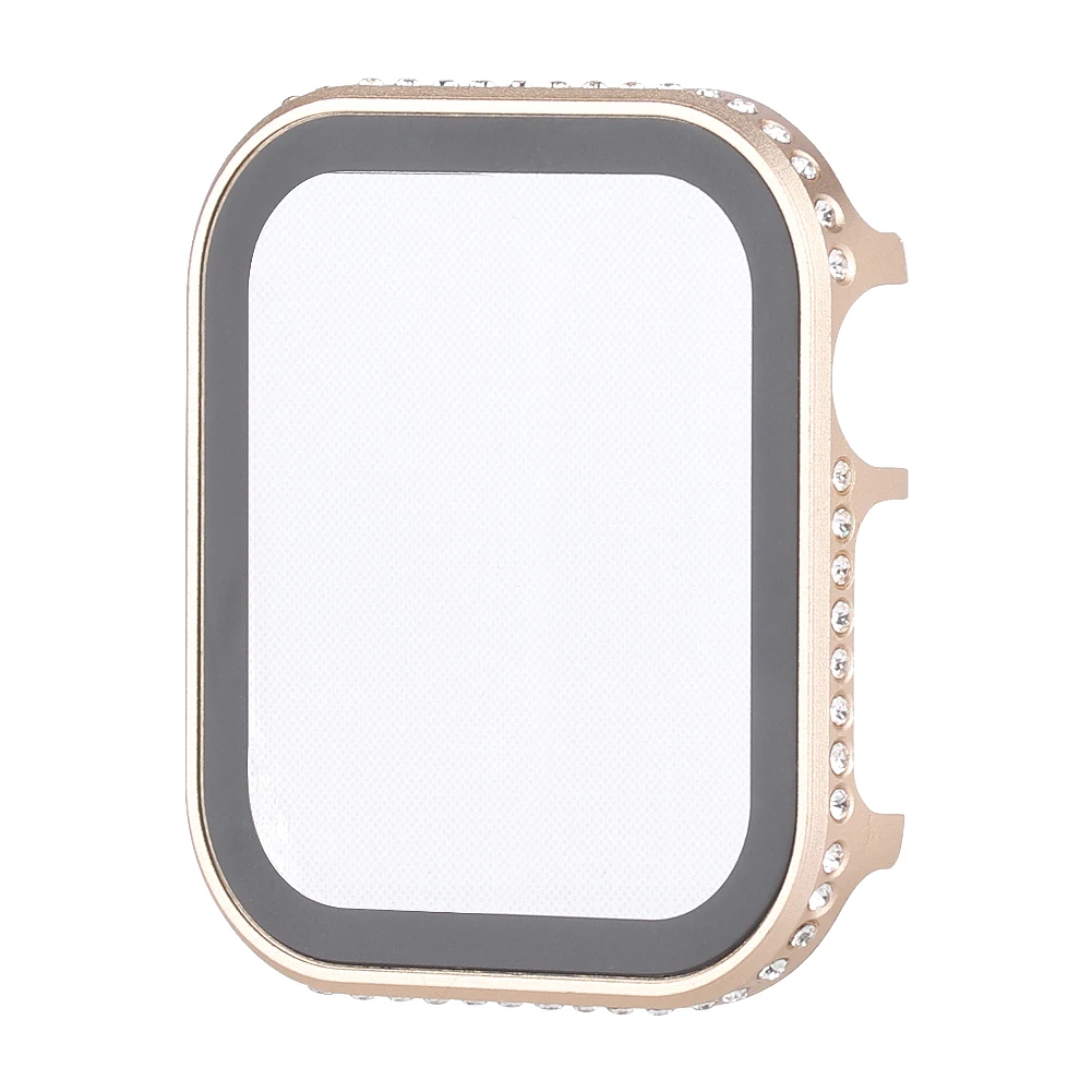 

Блестящее стекло + чехол для Apple Watch 45 мм 41 мм 40 мм 44 мм 42 мм 38 мм из сплава с прямым алмазным краем и защитная пленка для экрана iwatch серии 7 3 8 5 6