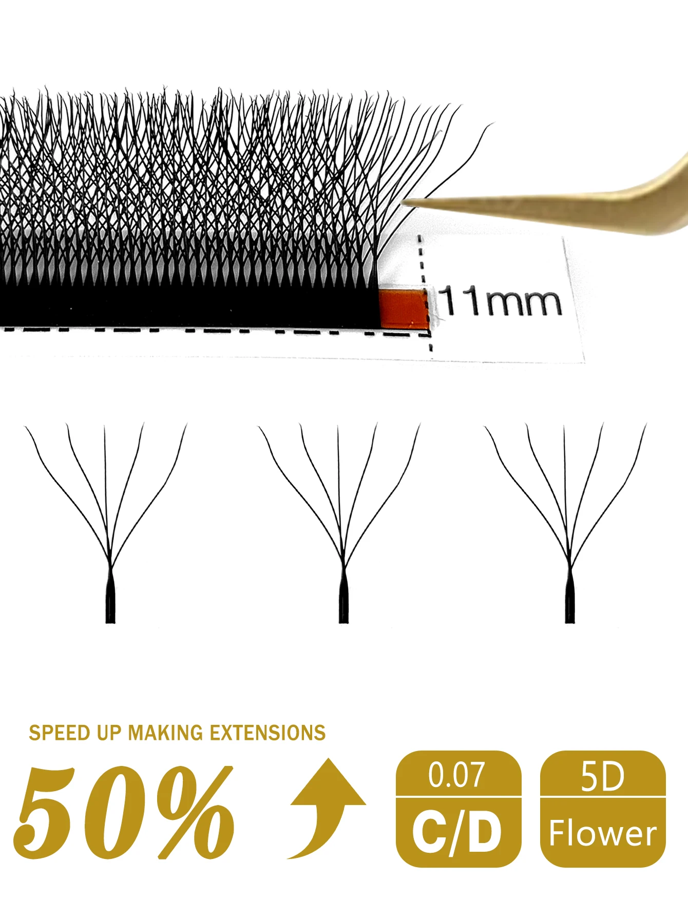 Ресницы CoMango Cilios 5D W-образные для наращивания автоматические цветущие C/D изгиб