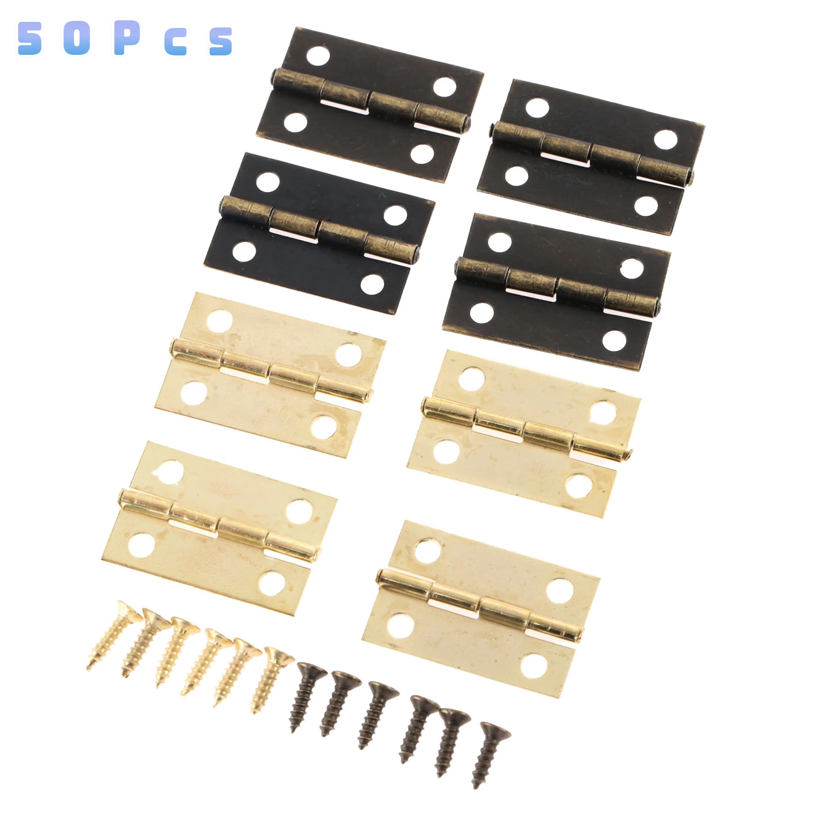 

DRELD 50Pcs Antique Bronze/Gold Decorative Hinges For Jewelry Box Furniture Fittings Cabinet Drawer Door Butt Hinge with Screws