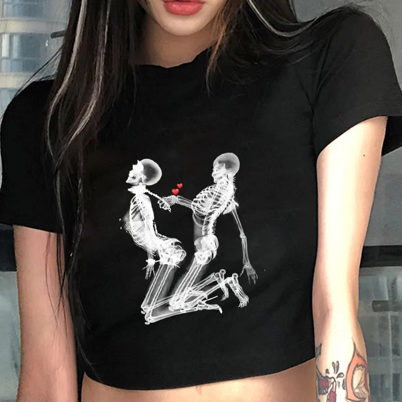 

Woman clothes harajuku gothic clothing y2k crop top Tshirt tee Blouse short sleeve t-shirts streetwear vintage fairy grunge Tops