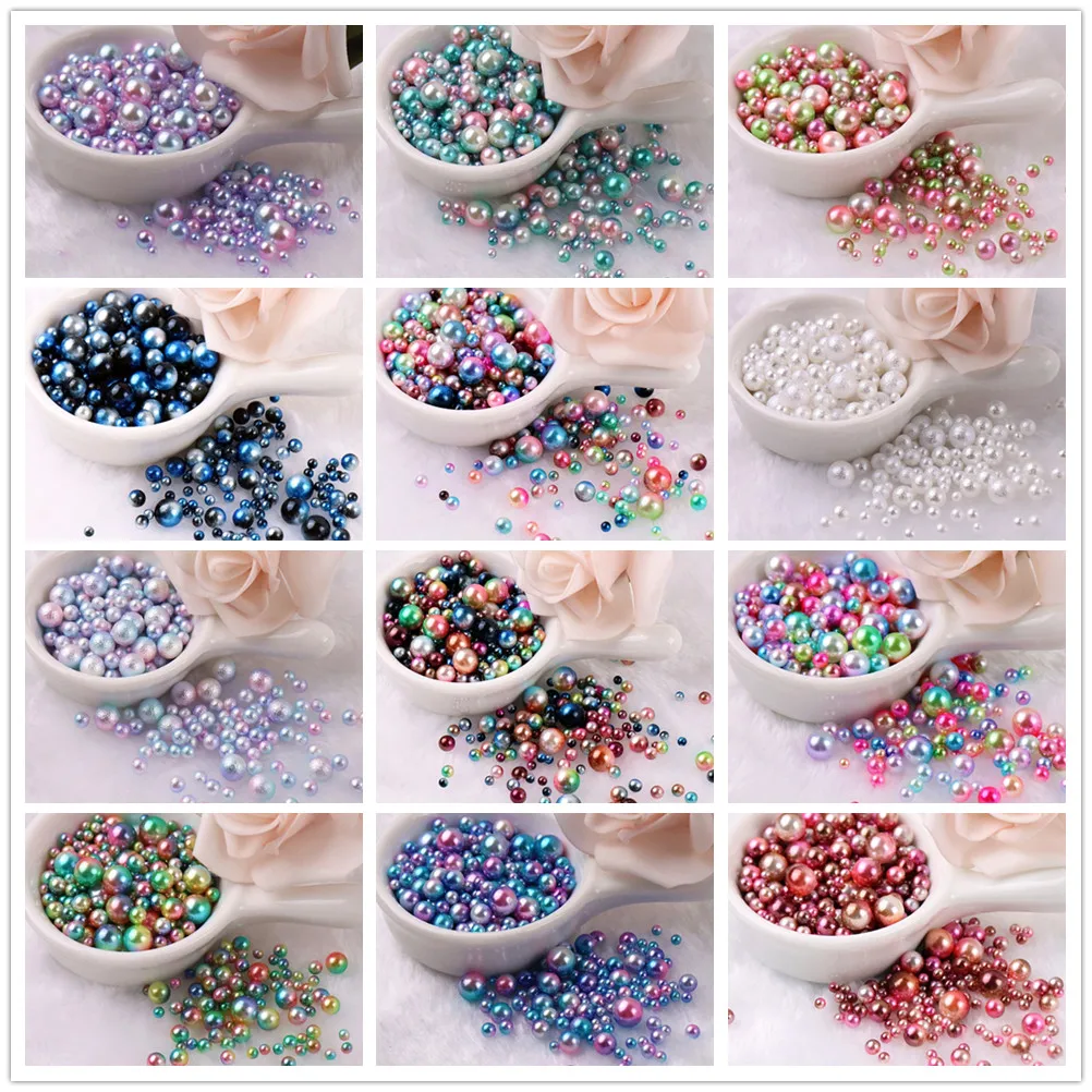 

3-10mmABS Full Circle Non-Porous Colorful Gradient Imitation Pearls- Mermaid Pearls, Bead Embroidery Crafts DIY Decorations