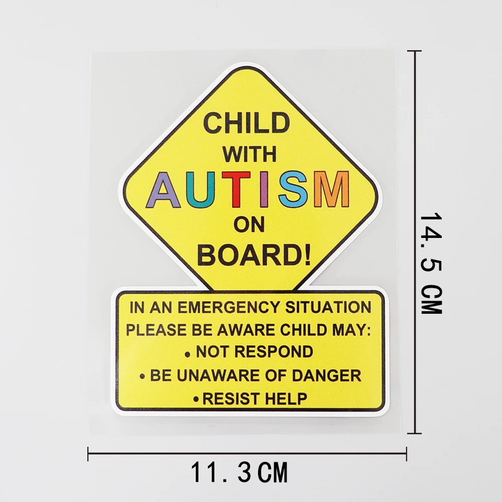 

Child with Autism Car Truck Decal Warning PVC Car Sticker 11.3CM×14.5CM