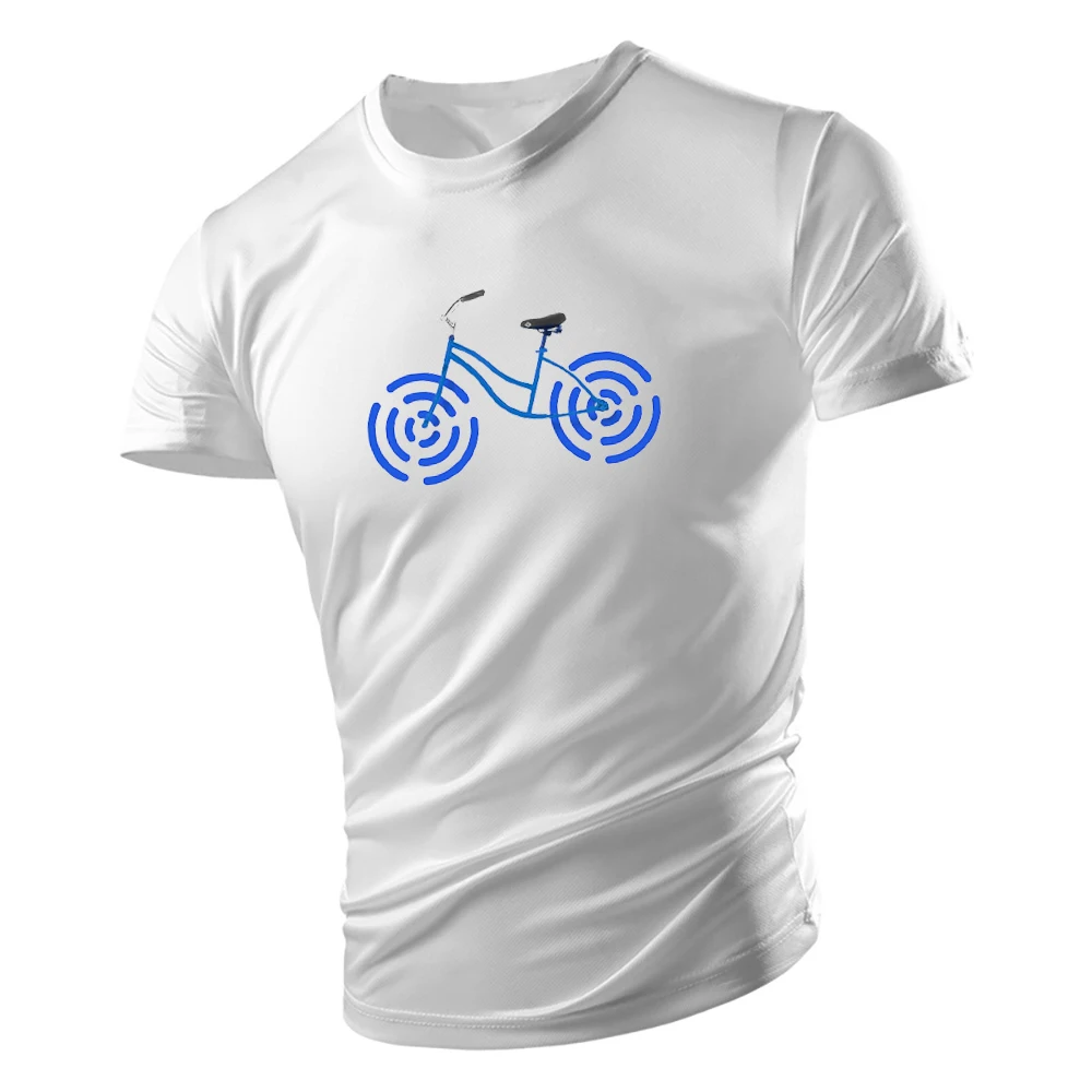 

Футболка мужская с круглым вырезом, модная крутая Милая свободная быстросохнущая уличная одежда для взрослых, с принтом велосипеда, синего цвета, подходит для лета