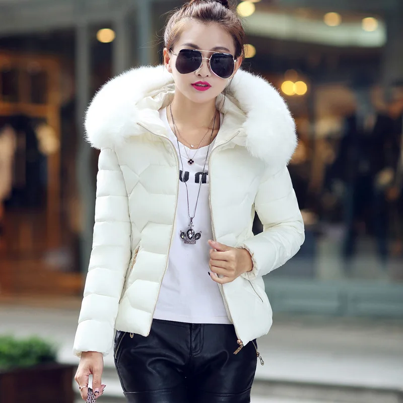 Autumn  winter 2022 Women's cotton coat Short coat Large fur collar  skinny lady Women's parkas cotton coat Women's cotton coat
