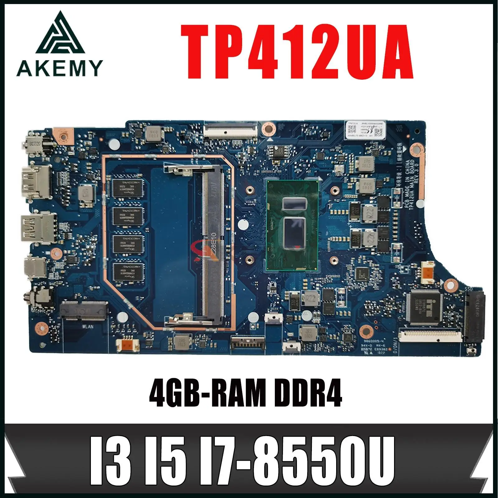 

TP412UA Laptop Motherboard For ASUS Vivobook Flip 14 TP412 TP412U TP412UAF Mainboard With I3 I5 I7-8550U 4GB 100% Test OK