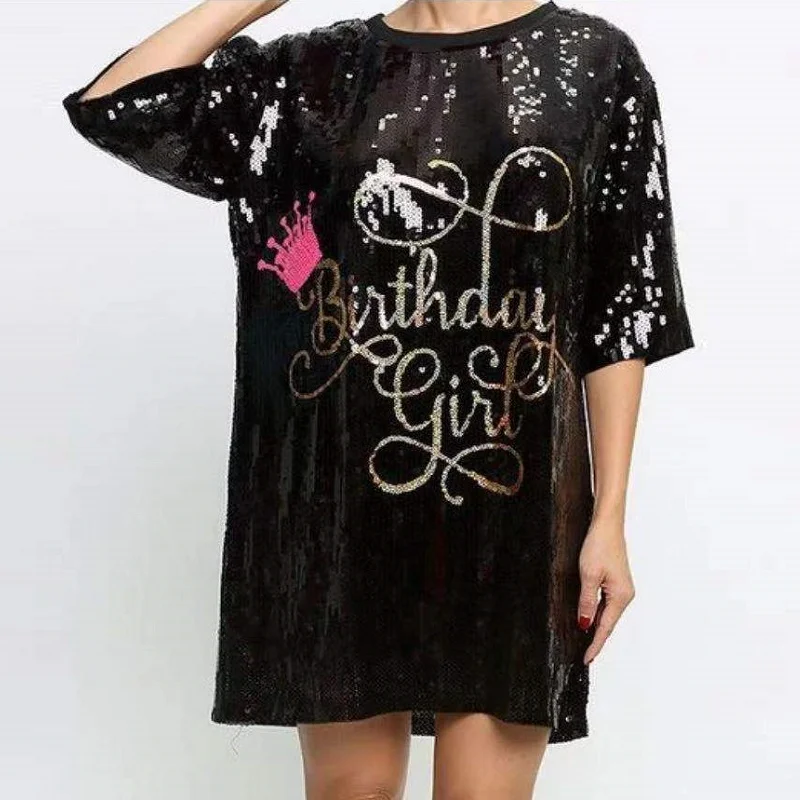 

Женская свободная футболка средней длины с блестками, модные блестящие Топы с коротким рукавом и принтом, уличная одежда, готическая одежда...