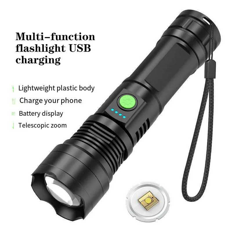 

Small Powerful Flashlight Lamp Mini Rechargeable Usb Lighter Torch Handy 18650 Battery Outdoor Lights Charging Portable Led Camp