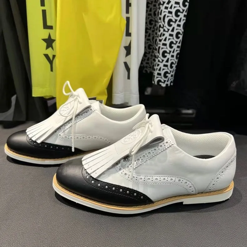 2022 new golf ladies British style shoes fashion casual comfortable waterproof non-slip Golf sports women's shoes fastening nail