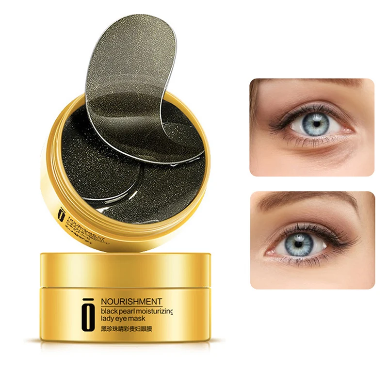 

60PCS Black Pearl Eye Mask Natural Whitening Moisturizing Gel Eye Patches Remove Dark Circles Anti Age Wrinkle Korean Skin care