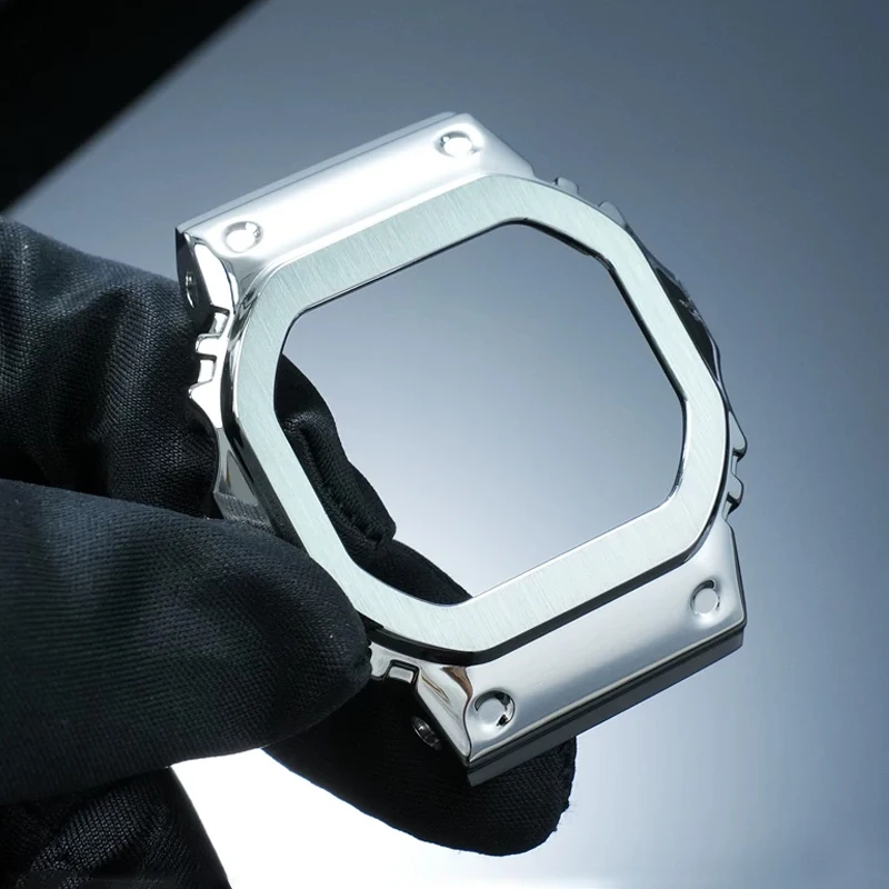 Фото Модифицированный корпус для часов из нержавеющей стали для Casio G-SHOCK Square GW-BX5600 Series, металлический безель, аксессуары с инструментами, черный/серебристый №5