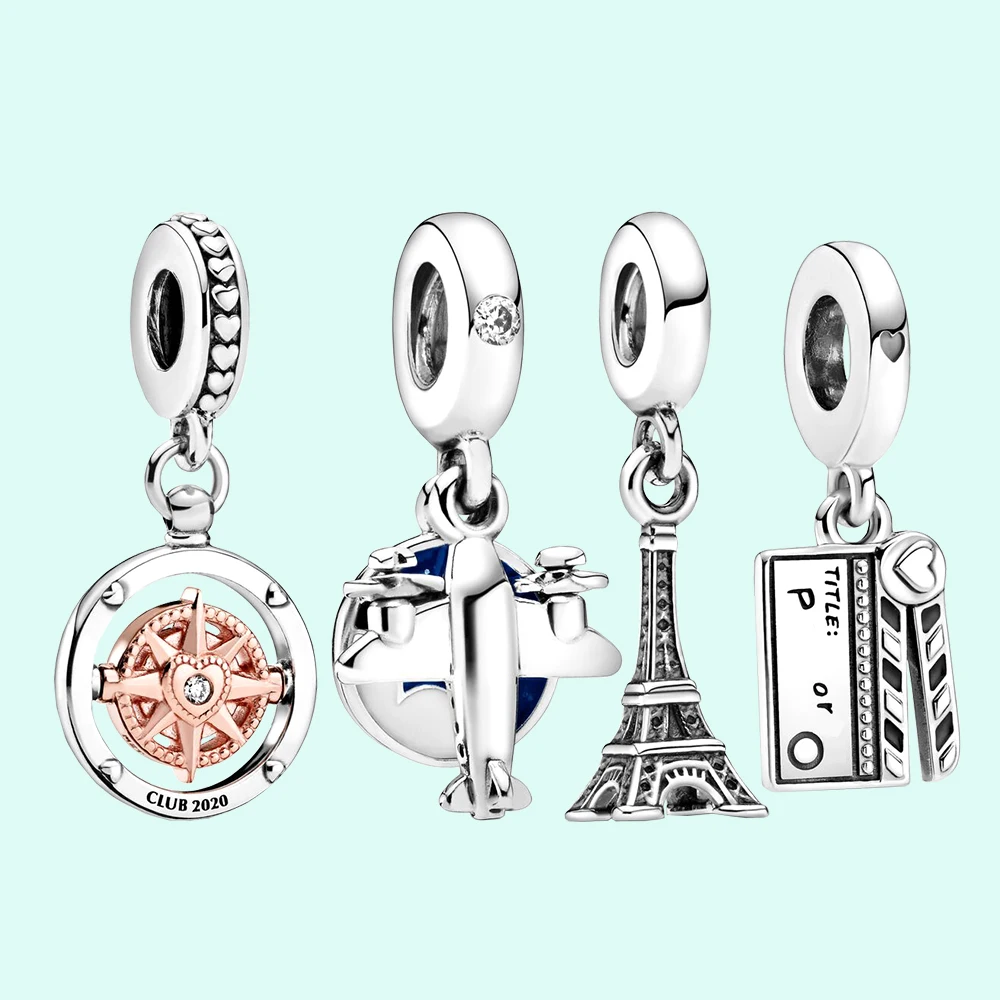 

925 Silver Paris Eiffel Tower Dangle Charm Fit for Pandora Making DIY Necklace Bracelet Gorgeous Woman Feast Jewelry Gift