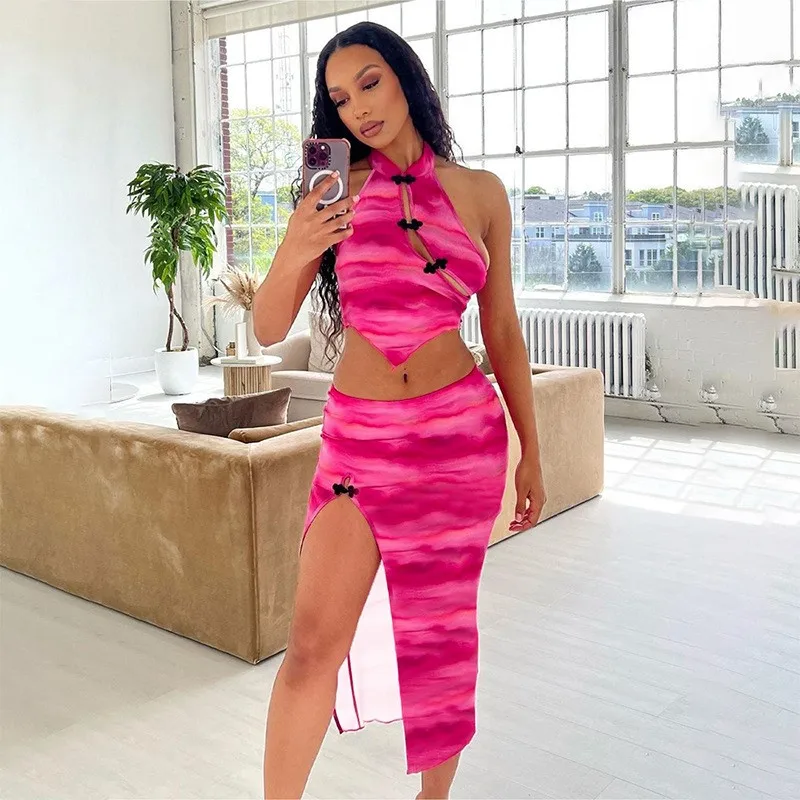 

Dress Summer 2023 Women Casual Long New Leisure Print Sleeveless Button Backless Suit Slim One Spandex Beach Outfits For Midi