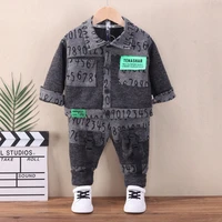 2022 baby boy clothes fancy printed toddler boys turn down collar jacket pants 2 pcs 1 to 6y infant kids clothing sets fy06281