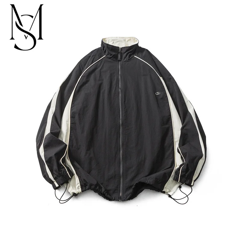 

Модная брендовая функциональная стильная куртка с контрастным воротником Мужская свободная универсальная весенняя куртка для влюбленных в американском уличном стиле