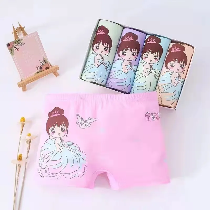 

New Girl's Boxer Briefs 100% Cotton Quadrangle Pants for Kids Cute Printed Cartoon Shorts Children's Underwear