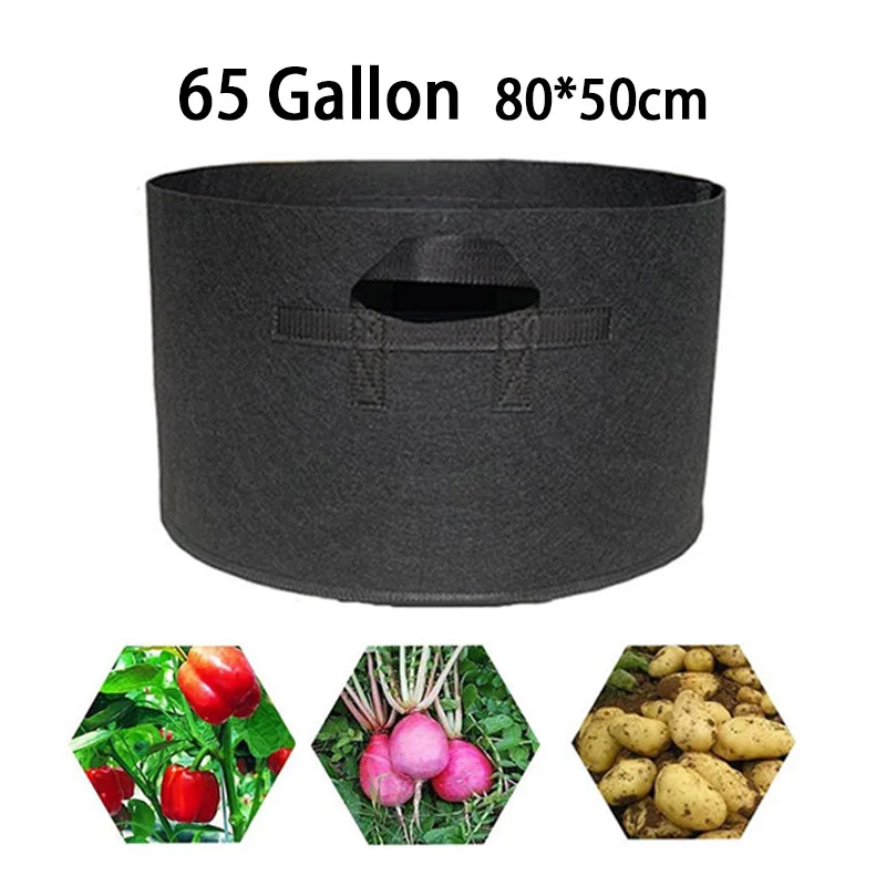 

65 Gallon Hand Held Plant Grow Bags High Bearing Fabric Pot Jardim Orchard and Garden Flowers Plant Growing Gardening Tools