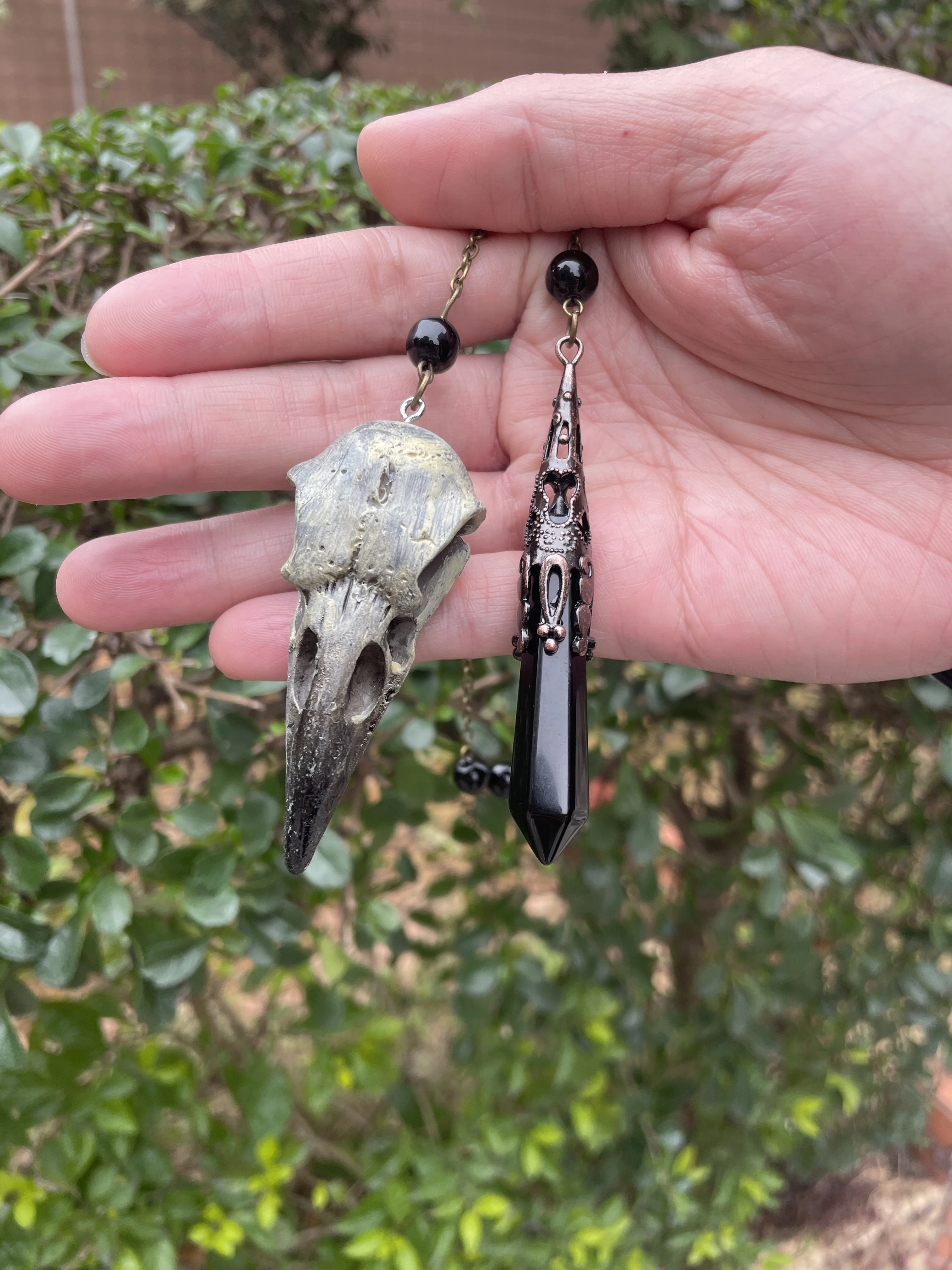 

Подвеска из натурального камня, черные обсидиановые кристаллы, маятник для гадания, оздоровление, Ворон, Череп, религиозный маятник X189