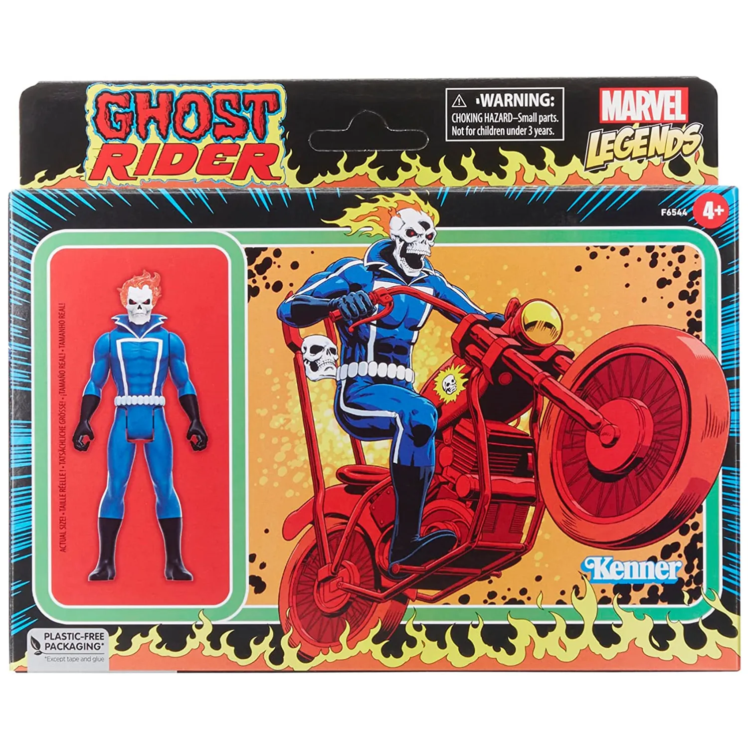 Marvel Legends Retro Ghost Rider With Bike Motorcycle Johnny Blaze 3.75" Action Figure Toys Doll Model