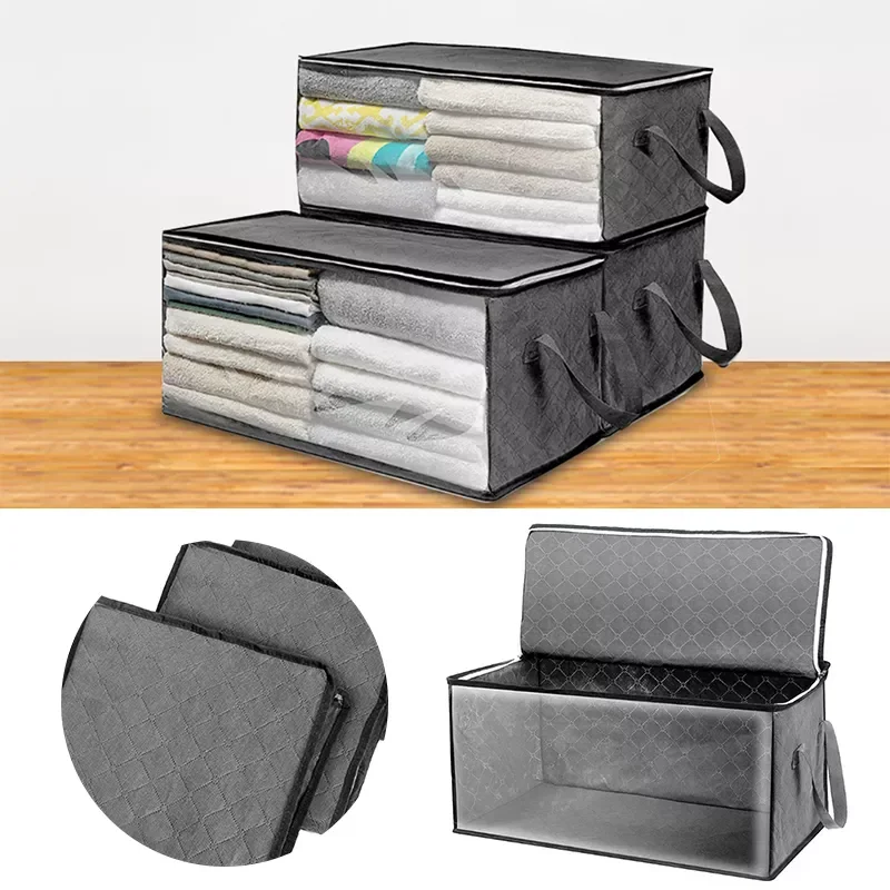 

Non-woven Foldable Storage Box Portable Clothes Organizer Tidy Pouch Suitcase Home Storage Box Quilt Storage Container Bag