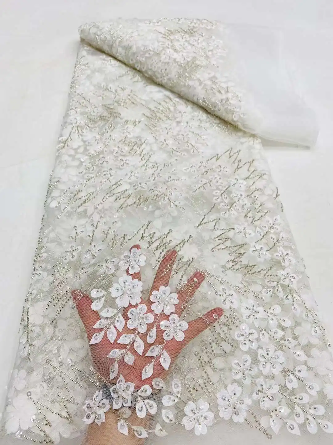 Африканская Тяжелая кружевная ткань 2024 Высококачественная нигерийская 3d