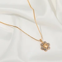 lovoacc ins fashion sparkly rhinestones sunflower pendant necklaces for women gold color box chain smile face choker necklace