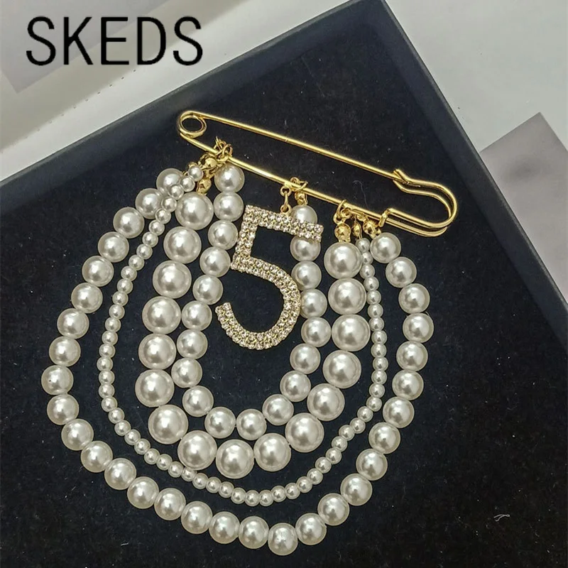 SKEDS элегантные женские и мужские 5-значные жемчужные броши с кисточками значки