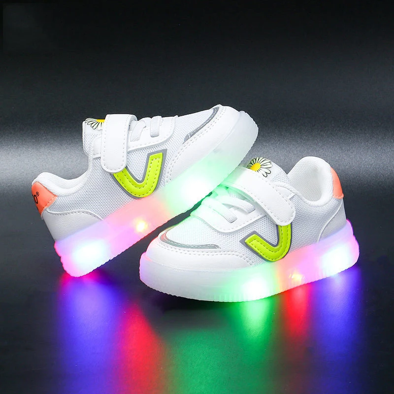 Детские дышащие износостойкие светящиеся туфли размеры 21-30 Нескользящие
