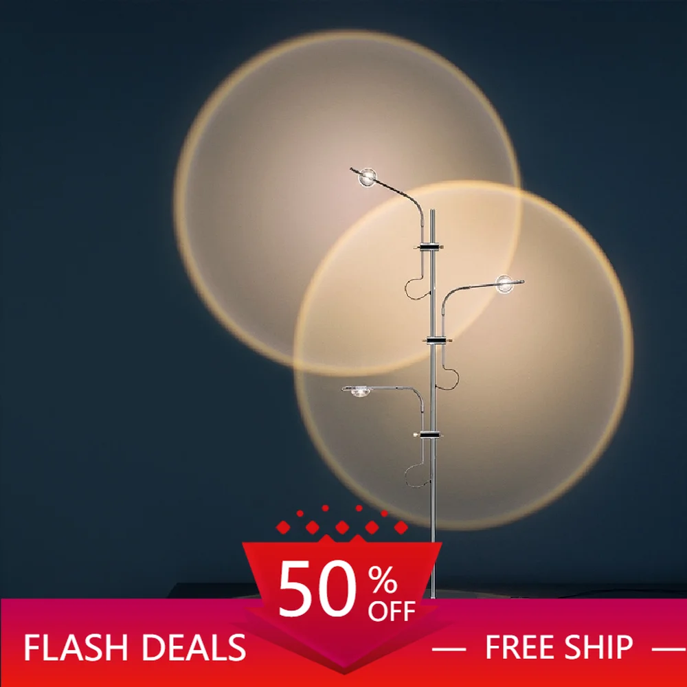 

Light and shadow Floor Lamp Study Living Room Creative LED Projection Lamp Silver Simple Bedroom Designer Art Vertical Fixtures