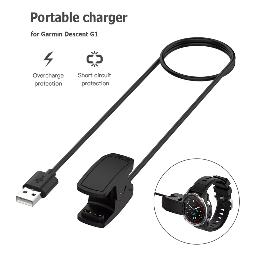 

USB Charger Dock Station Clip Cradle Charging Cable Line Cord with Data Function Smart Watch Accessories for Garmin Descent G1