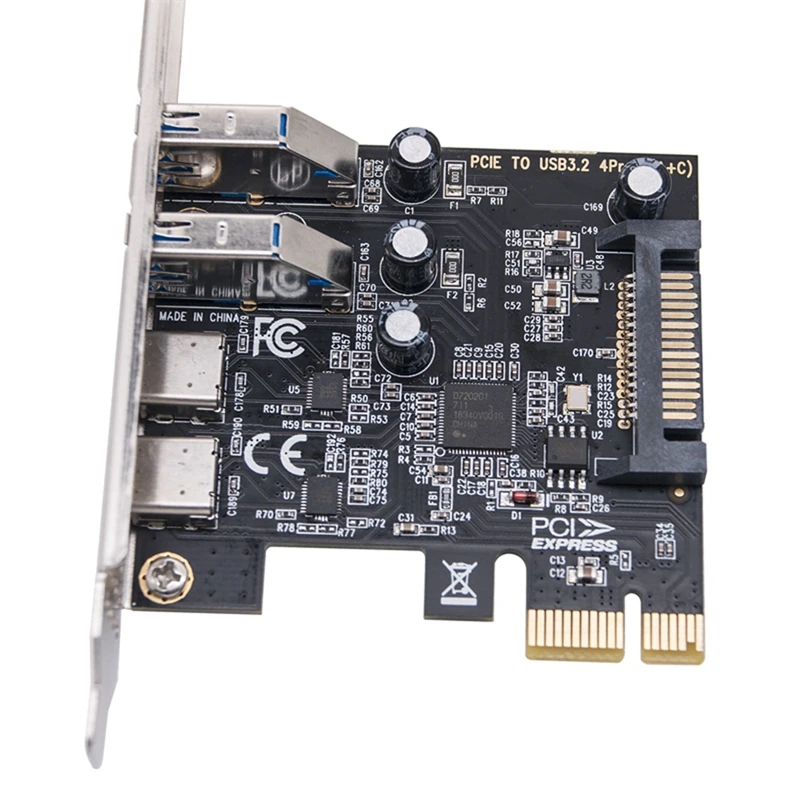 Тип C USB 3.2 Gen1 5 Гбит/с Адаптер карты PCIE Плата PCI Express 2 порта A + Xtype-C/USB3.2 Карта