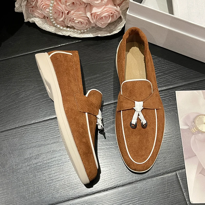 Fashion New Arrivals Women Flat Shoes Brown Slip-on Women Flat Loafers Comfortable Lightweight Women Driving Shoes Mocasines