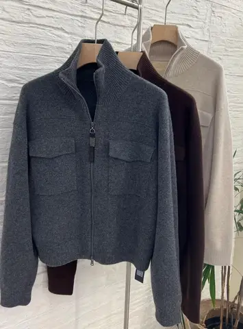 Женский кашемировый кардиган с воротником-стойкой