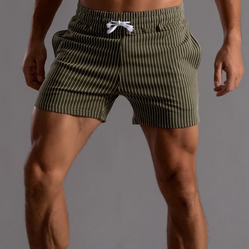 

2023 Striped Sweat Shorts Men Fashion Clothing Elastic Waist Jogger Shorts Men Sportswear Workout Clothes Breathe Running Short